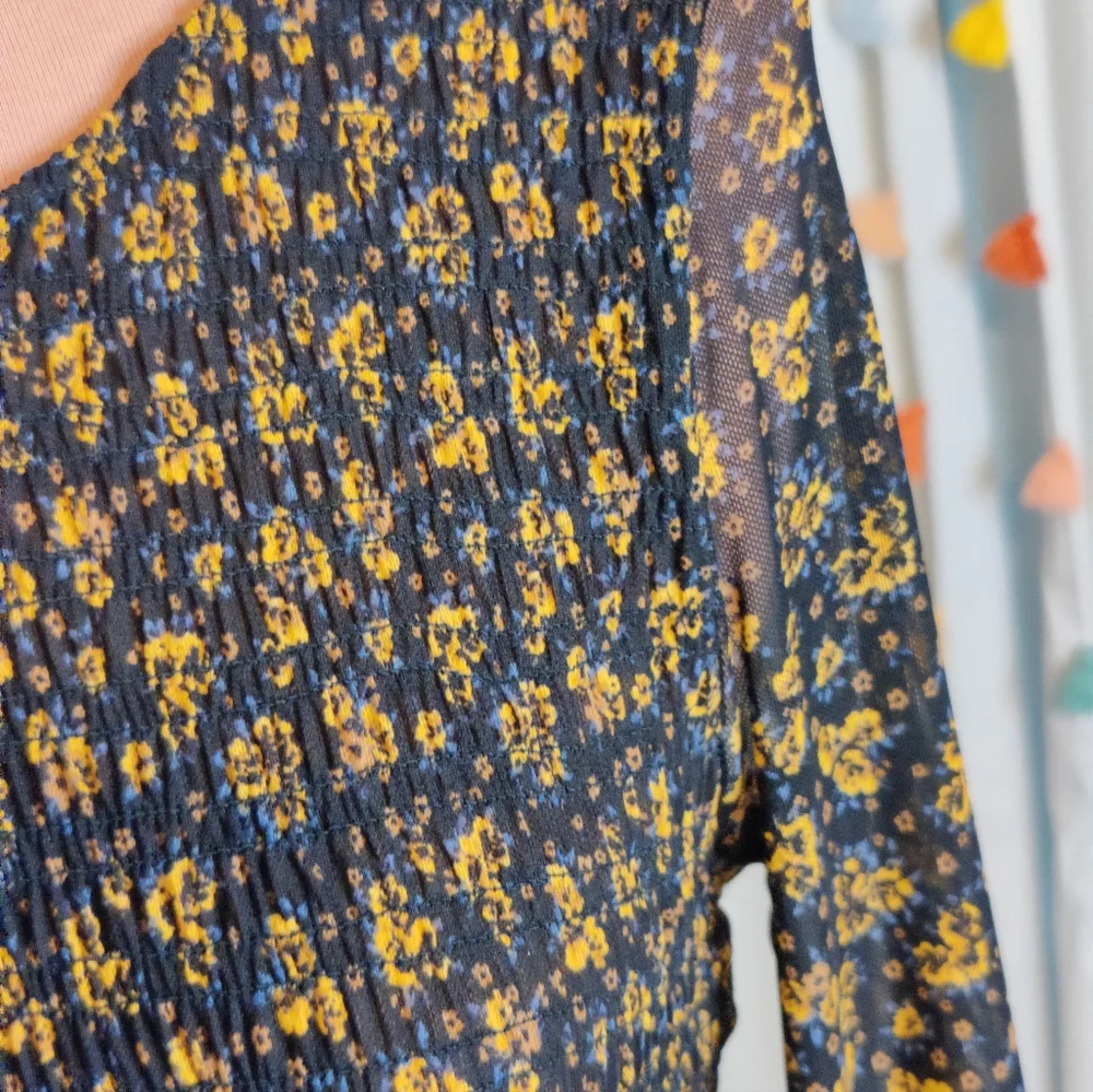 Ethereal  Free People Whispy Thin semi sheer Flowy Maxi Dress Moody ditsy Floral - Picture 3 of 8